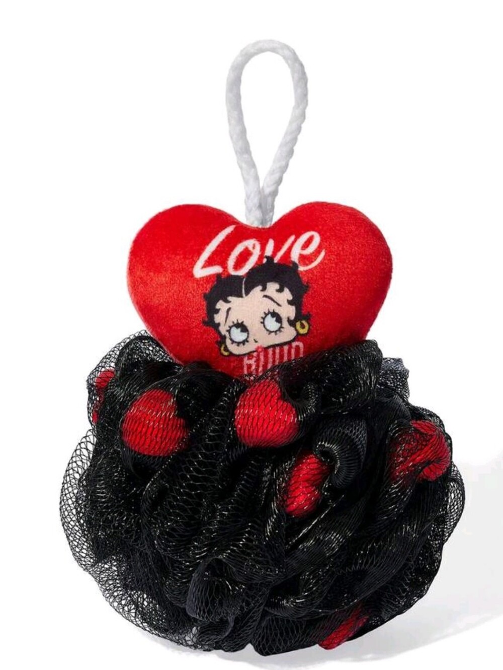 Betty Boop Red Heart with Black Mesh Bath Pouf